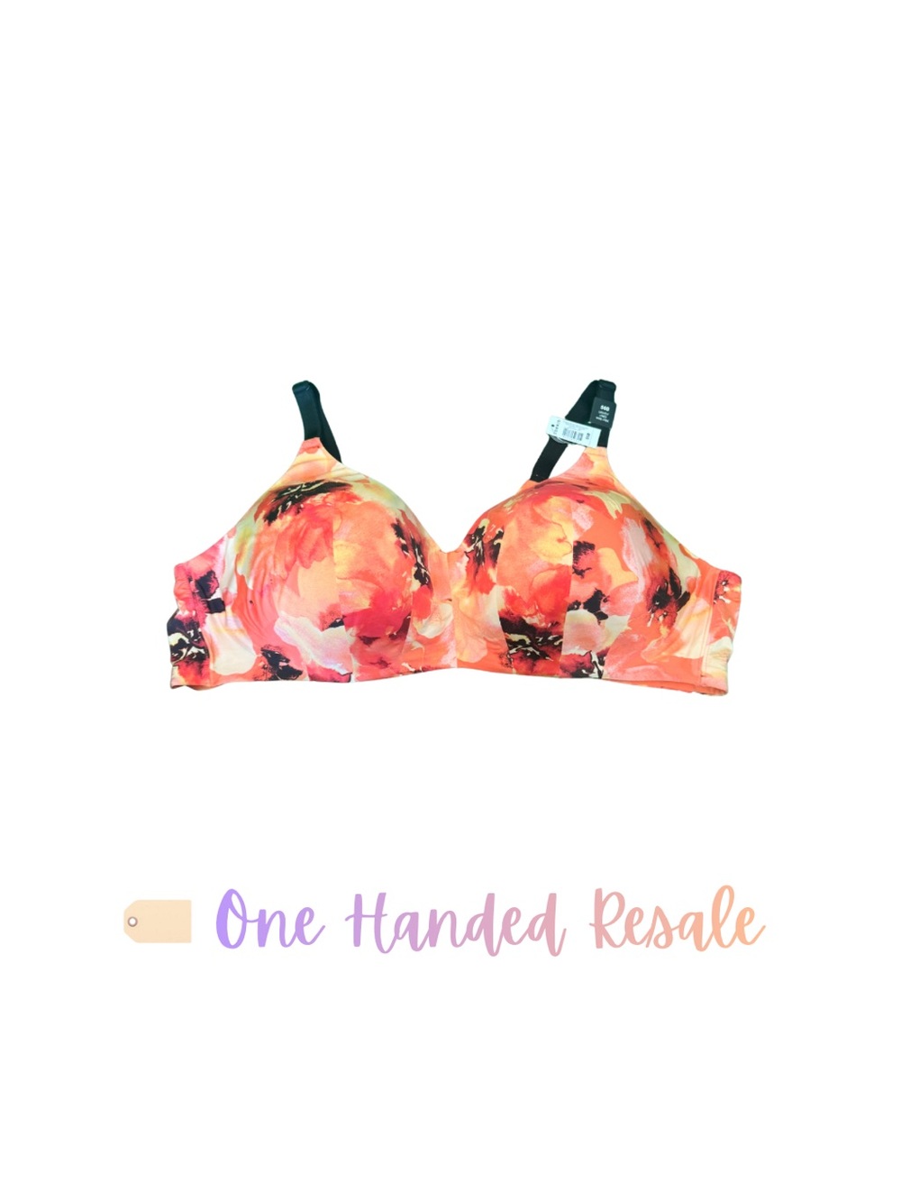 πΊ Torrid Watercolor Coral Orange Floral Moulded Lightly Lined Wire-Free Bra 50B
